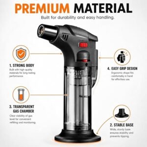 Blow Torch Lighter Jet Flame Kitchen Torch Windproof Refillable Butane Gas Lighter for Cooking Stove Soldering