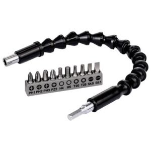 Bosch Professional 11-piece screwdriver bit set with plastic flexible extension (300mm)