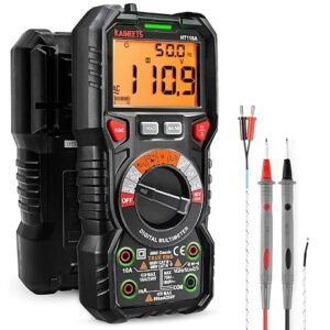KAIWEETS HT118A Digital Multimeter TRMS 6000 Counts Ohmmeter Auto-Ranging Fast Accurately Measures Voltage Current Amp Resistance Diodes Continuity Duty-Cycle Capacitance Temperature (without battery)