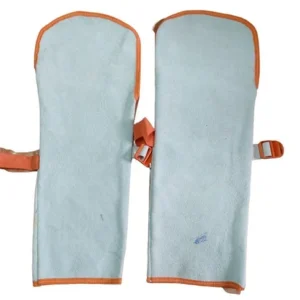 Leather Welding Hand Sleeves Leather Material Grey Color Heat And Spark Resistant For Maximum Arm Protection