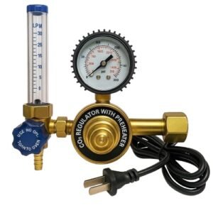 36V CO2 MIG Welding Regulator with Flowmeter & Built-in Preheater Heavy Brass Body Inverter Welding Machine Compatible